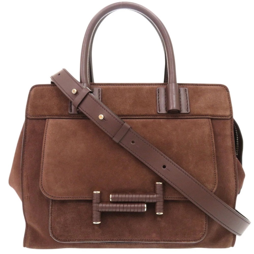 Tod’s double T Elegant Brown Suede Handbag